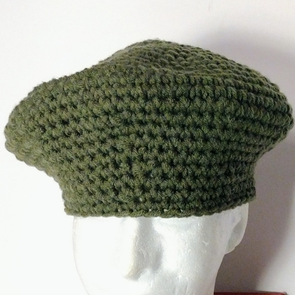 New Crocheted Soft Non-wool Unisex Beret Beanie Hat Handmade XL - Picture 2 of 7